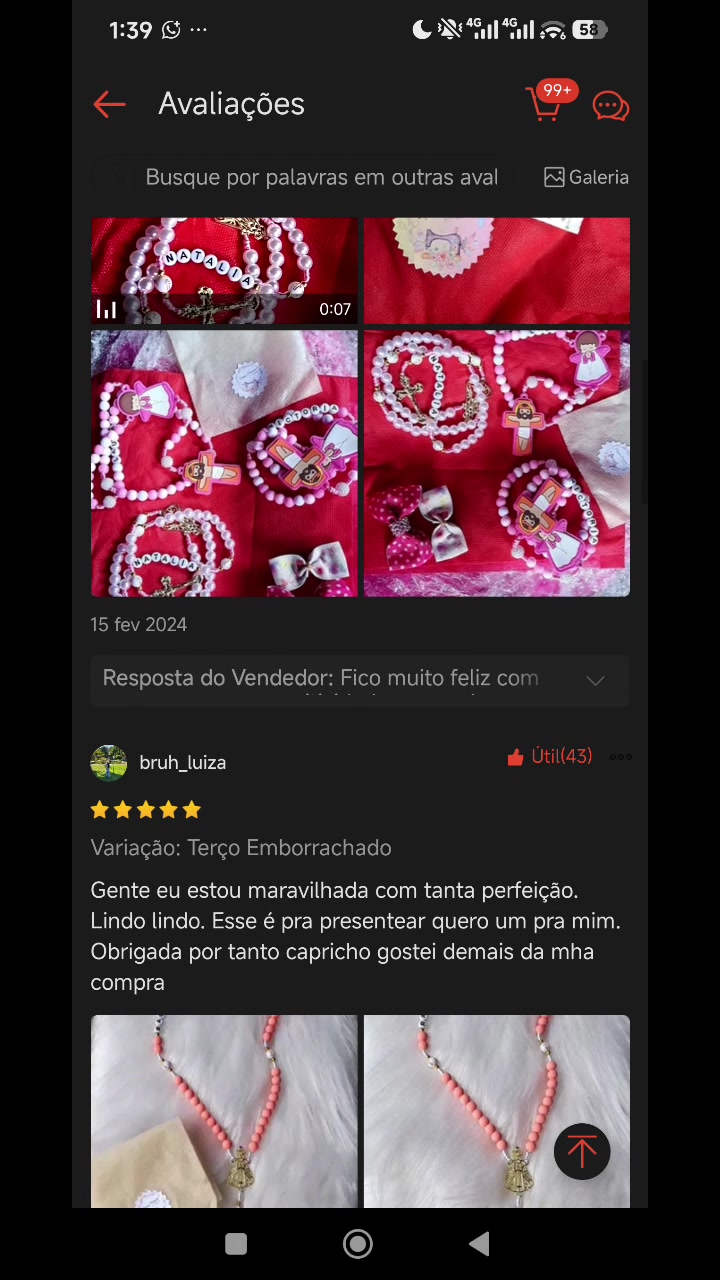 Cliente encantada com a perfeição do terço personalizado