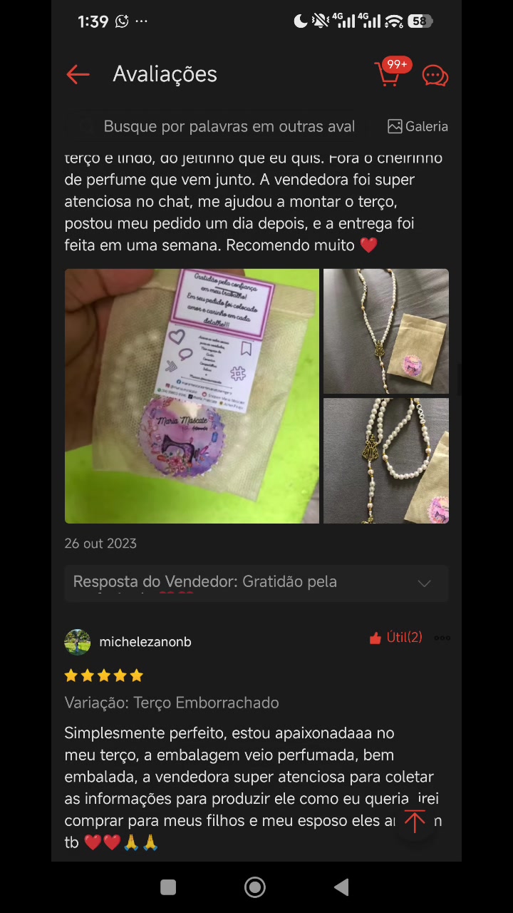 Cliente que voltou a comprar e recomendou a vendedora