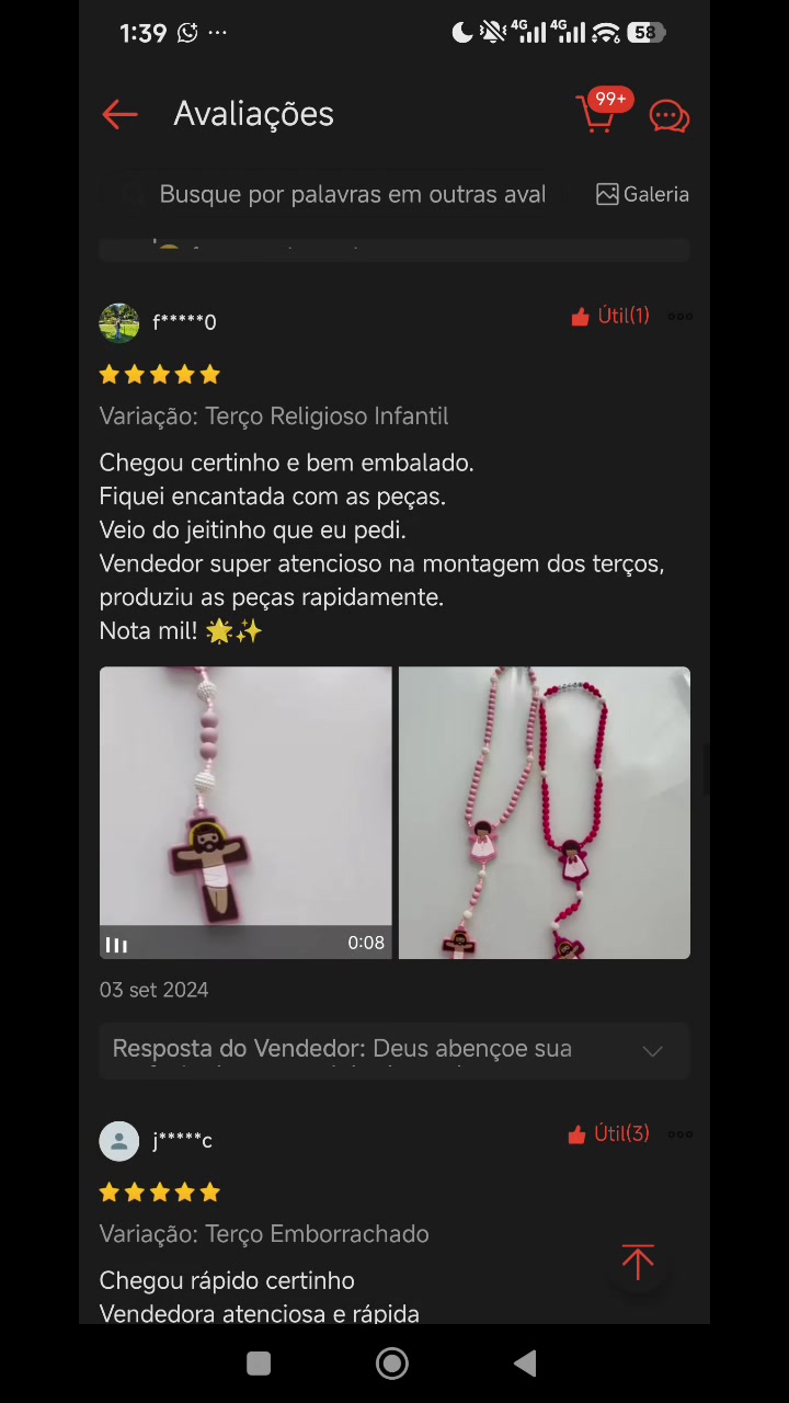 Comentário sobre rapidez, cuidado e terços delicados