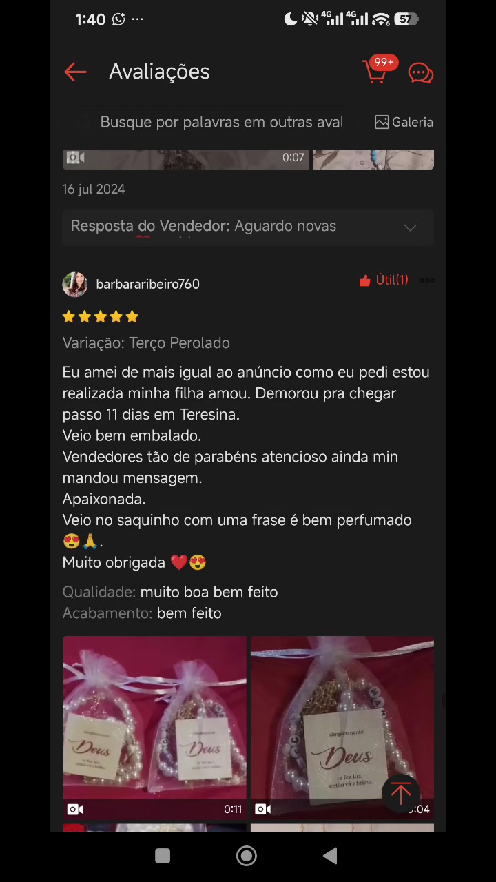 Compra para presente com elogios à rapidez e ao capricho