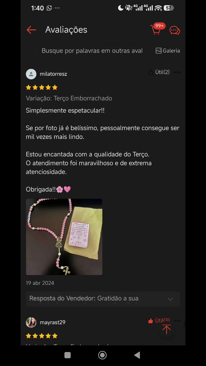 Avaliação sobre assistência, atenção e valor do produto