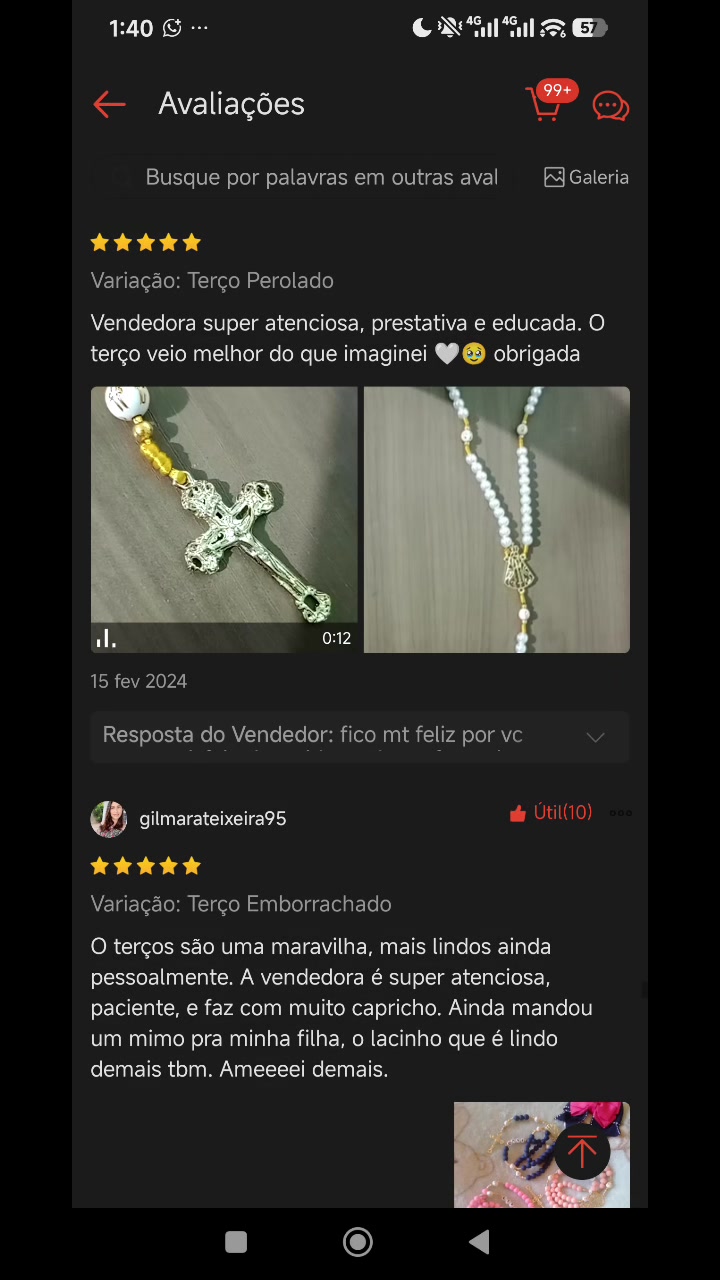 Cliente elogiando atendimento prestativo e produto melhor que o esperado